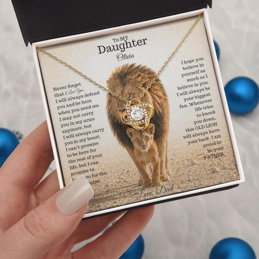 To My Daughter – This Old Lion Will Always Have Your Back Necklace