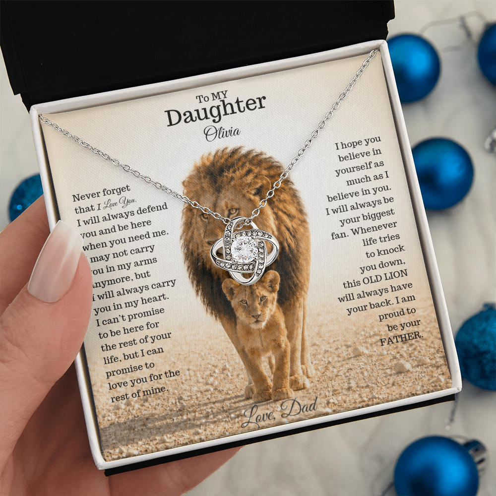 To My Daughter – This Old Lion Will Always Have Your Back Necklace