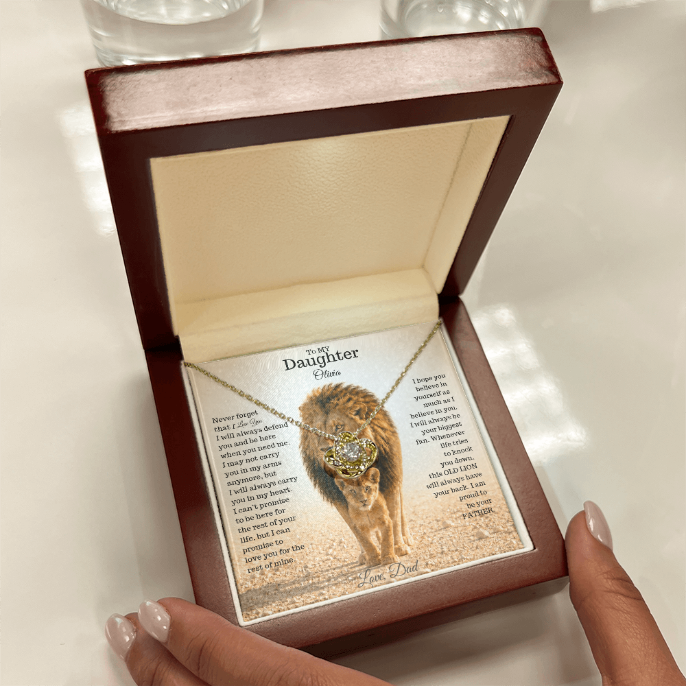 To My Daughter – This Old Lion Will Always Have Your Back Necklace
