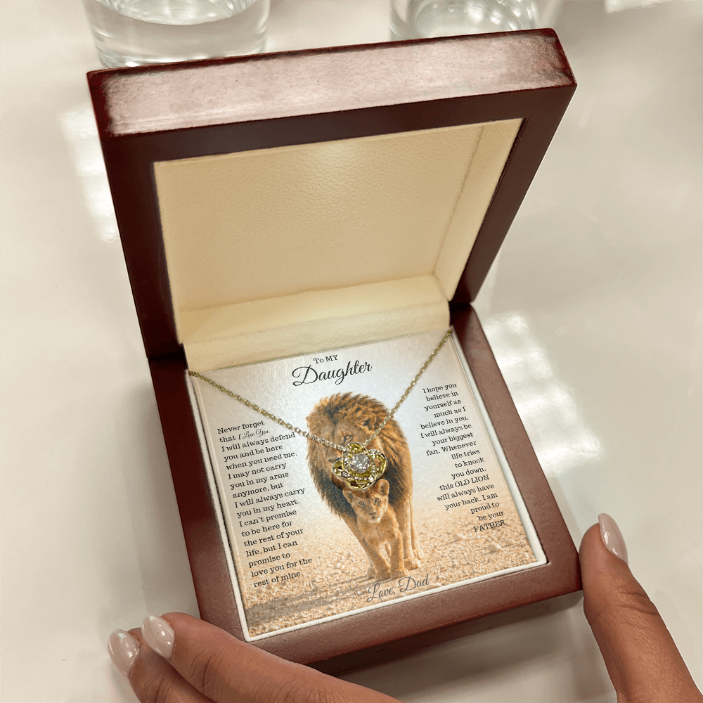 To My Daughter – This Old Lion Will Always Have Your Back Necklace