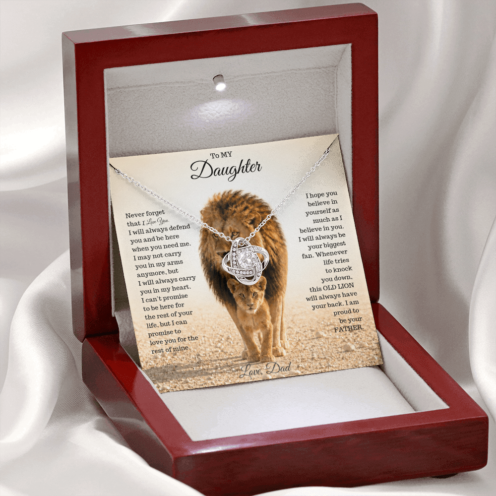 To My Daughter – This Old Lion Will Always Have Your Back Necklace