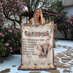 To My Grandma - Elephant Woven Blanket